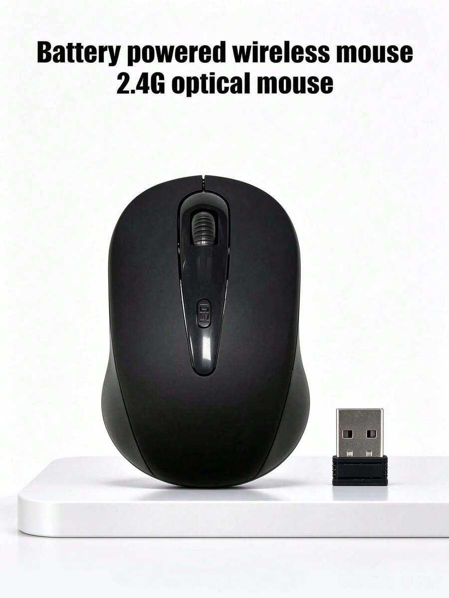 2.4G Wireless Optical Mouse, Ergonomic Curved Grip With USB Receiver, Adjustable DPI, Plug & Play, 10M Stable Connection, Portable Battery Powered Computer Mouse For Laptop Desktop All-In-One PC Home Office Use(Batteries Not Included) - View 1