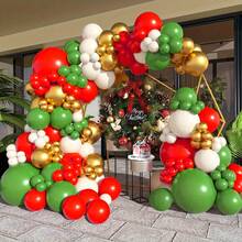 Christmas Balloon Garland Arch Kit With Red, Gold, Green Balloons, Suitable For Holiday, Christmas Eve, Christmas Party Background Decoration, Photo Props - View 1