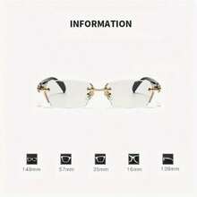 1 Pair Women's Rimless Fashion Polygon Glasses, High-End Decorative Style, Suitable For Office Wear - Multicolor - View 4