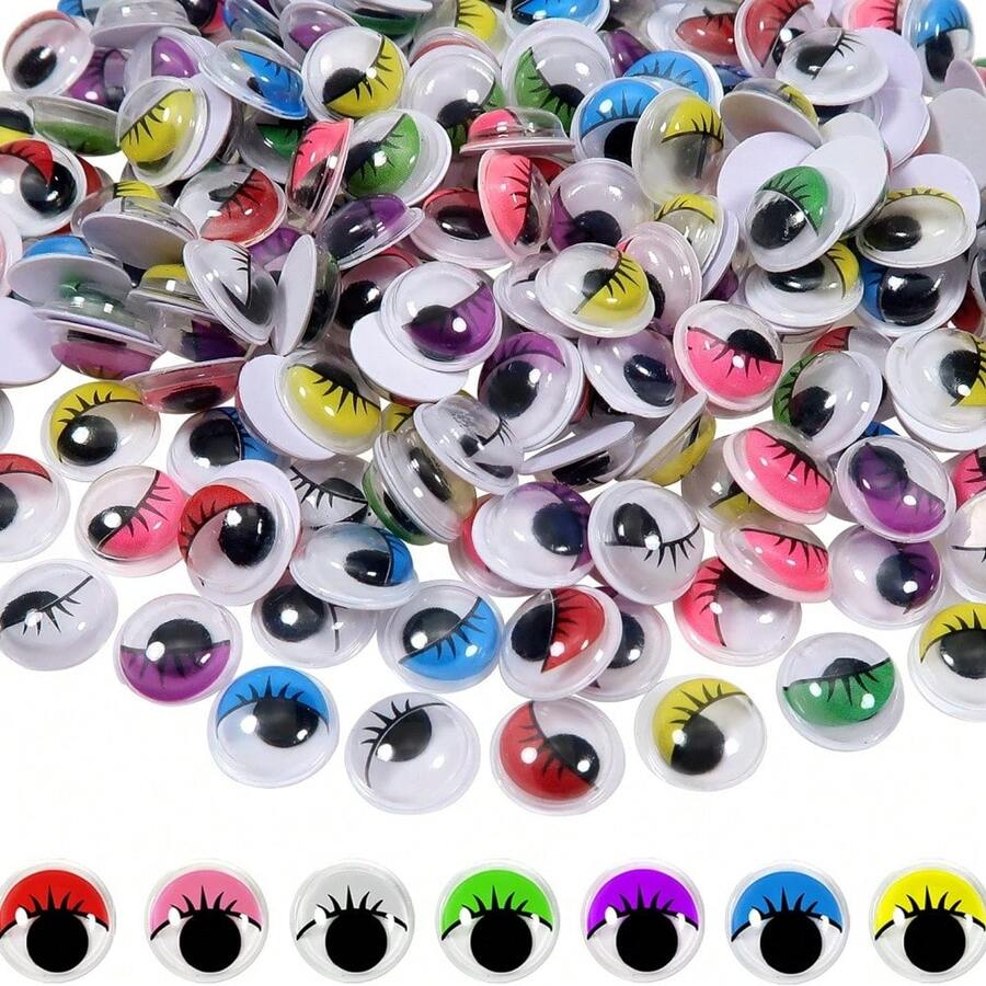 108Pcs Black Wiggle Eyes, Self-Adhesive Mixed With Storage Box, Easy To Peel And Stick, DIY Crafts And Decoration Project Supplies - 108 Assorted Colors - View 1