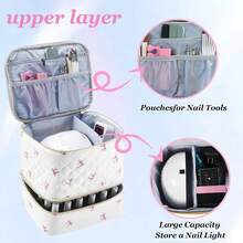 Nail Polish Storage Box - Holds 30 Bottles (15ml - 0.5 Fl.Oz), With Tool Storage Bag And Adjustable Dividers, Double Layer Nail Polish And Nail Dryer Storage Box/Random Style - Multicolor - View 6