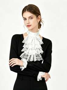 3pcs Victorian Style Detachable Collar And Cuffs Set, Women's Ruffle Collar Accessories, Halloween - Multicolor - View 15