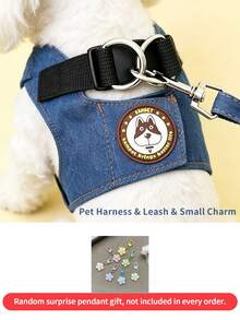 Set Harness dan Tali Hewan Peliharaan Multi-Gaya, 1 Liontin Kecil Acak, 6 Pilihan Pola, Harness Rompi Kucing & Anjing yang Dapat Diatur, Cocok untuk Hewan Peliharaan Kecil dan Sedang untuk Jalan-jalan di Luar Ruangan, Aksesoris Pakaian Hewan Peliharaan - MultiWarna - View 27