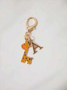 1PC Cute Giraffe Initial Keychain Pendant, Animal Theme With Golden Letter Decoration. Name Initial Keychain, Cute Accessory Suitable For Men And Women. Backpack Keychain Accessory, Great Gift For Boyfriends, Girlfriends, Classmates And Family, Small Party Favor - Multicolor - View 17
