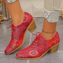 1 Pair Floral Lace-Up Minimalist Home Office Outdoor Spring Autumn Versatile Shoes - Red - View 4