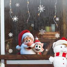 BRUP 1PC Santa Claus & Cat Static Window Cling, Window Sticker, Double-Sided Printed, No Glue Removable Holiday Decor, Christmas Glass Decal For Kids Room - Multicolor - View 6