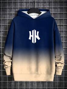Boys' Fashion Printed Casual Pullover - Long Sleeve, Crew Neck Hoodie, Suitable For Spring And Autumn, Cool Print - Blue - View 2