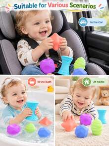 Infant & Toddler Bath Water Play Multi-Texture Enamel Massage Ball Sound-Making Hand-Grip Toy Holiday Gift - Multicolor - View 3