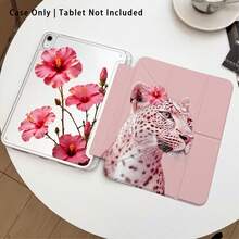 Leopard And Lily Pattern Painted Effect Tablet Protective Case With Stand, Compatible With Honor 8/9/10/X8/X8A/X9/X8Pro/X9Pro, MatePad SE 11"/MatePad 11"/11.5", MatePad Pro, Apple 10th/11th Gen 2025 (A16), Galaxy Tab A7/A9 And Other Popular Models - Style 26 - View 2
