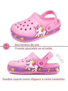GETAC Sandalias chanclas luz LED de verano niña comodos para deporte y playa diseño unicornio - Rosa - Ver 2