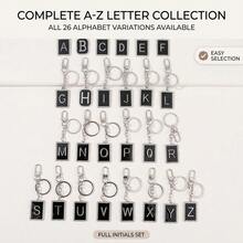26 Letters Rhinestone Keychain, Black Enamel Rectangular Badge With Rhinestones, Personalized Letter Key Ring, Suitable For Car Keys, Backpack Charms And Party Gifts, Holiday Gifts, Christmas Gifts - Multicolor - View 3
