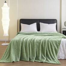 1pc Plaid Jacquard Thin Blanket, No Pillowcase, Soft And Skin-Friendly, Multiple Sizes, Multi-Purpose Blanket For Sofa, Bed, Suitable For Office, Living Room Sofa, Bedroom Bed, Suitable For Spring And Autumn Use - Green - View 9