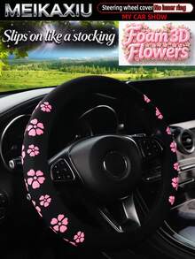 MEIKAXIU New Car Steering Wheel Cover Without Elastic Band And Inner Ring, Comfortable High Elasticity Fabric 3D Foam Flower Design, Anti-Slip Adsorption Car Decoration For Women - Foam Flower Style - View 15