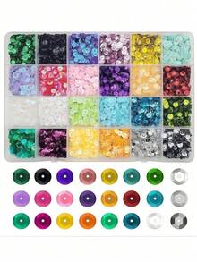 10,000+ Pcs 5mm Rainbow Round Loose Sequins | Mixed Color Embroidery Sequins With Holes | Perfect For Sewing, Slime, Wedding, Christmas DIY Crafts And Sequin Decoration - 24-compartment 5mm Resin Sequins - View 9