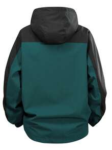 1pc Men's Casual Hooded Jacket With Zipper Pockets, Suitable For Daily Wear - Dark Green - View 4