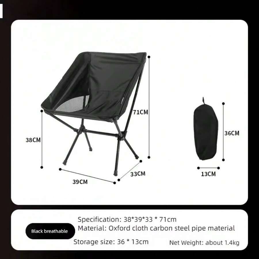 Silla Plegable Portátil para Camping y Picnic, Ultraligera y Resistente con Bolsa de Transporte - Negro - Ver 1