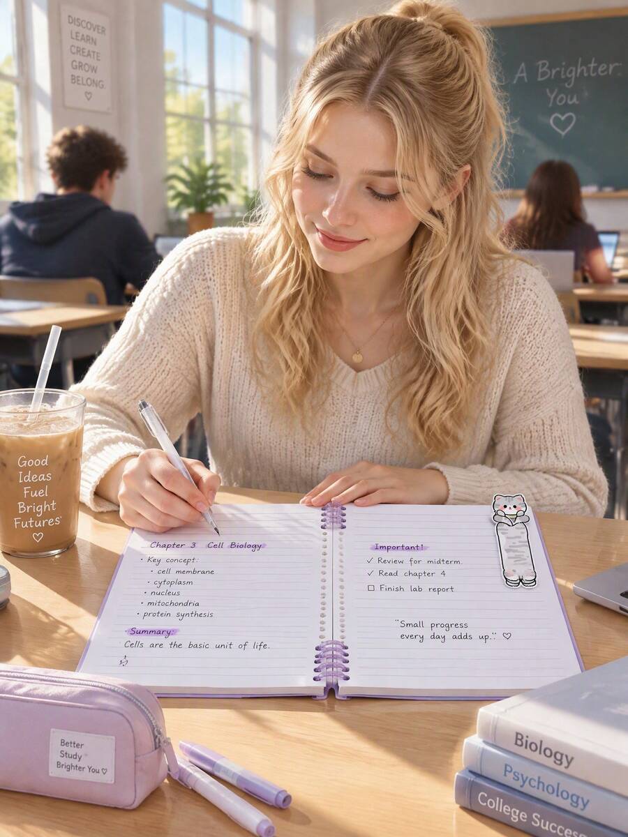 Premium B5 Macaron Loose-Leaf Notebook With Random Animal Magnetic Bookmark Clip, Cute Kawaii Aesthetic Pastel Refillable Journal, No Hand Hurt Comfortable Writing For Students Adults Teens Women, Back To School Office Note Taking Gift - Multi-color - View 1