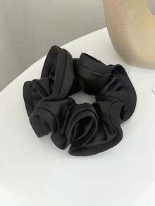 1pc/3pcs Elegant And Chic Oversized Ruffle Flower Bud Satin Scrunchie, Women's Soft Satin High Elasticity Hair Tie For Back Of Head Updos - Multicolor - View 5