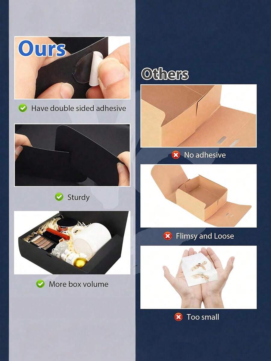 10/20pcs Navy Blue Gift Boxes With Lids, Blue Kraft Paper Gift Boxes, Bridesmaid Proposal Boxes, With Ribbon, For Wedding, Packaging, Gifts, Birthday, Cupcake Boxes, Valentine's Day Gift Boxes - A - View 1