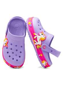 GETAC Sandalias chanclas luz LED de verano niña comodos para deporte y playa diseño unicornio - Lila Púrpura - Ver 2
