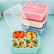 1pc Snack Candy Nut Storage Box, 3-Section Portable Lunch Container, Kitchen Food Storage, Household Items, Cocina Accesorios, Christmas Decorations - Multicolor - View 3