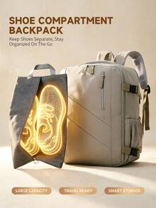 Myco 40x30x20cm Backpack, Combination Lock Travel Backpack, Anti-Theft Laptop Backpack With USB Charging Port And Independent Shoe Compartment, 180-Degree Opening Design, Flight Compliant, With Trolley Sleeve, Suitable For Business Travel, Commuting, Fitness, Outdoor Use - Multicolor - View 4
