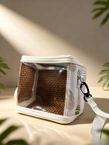 Parrot Outdoor Carrying Bag, Peony Tiger Stripe Pattern Portable Bird Cage Shoulder Bag, Breathable Bird Walking Tote - Multicolor - View 6