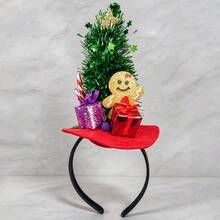 3pcs/Creative Christmas Tree Gift Box Headband, Fun Dress-Up Headband, Suitable For Christmas Party Holiday Performance Costume Accessories - Green Christmas Tree - View 1