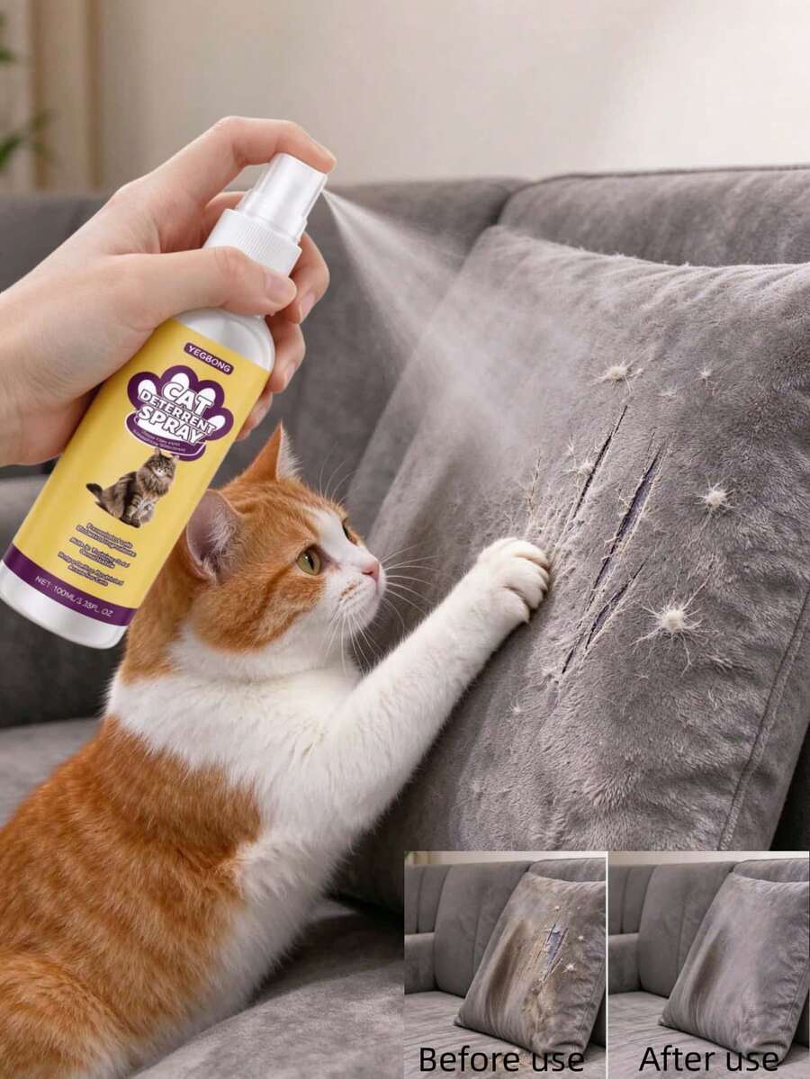 Cat Scratch Deterrent Spray, Gentle Formula, Comfortable For Cats, Guides Cat Behavior, Furniture Protection - 100ml - View 1