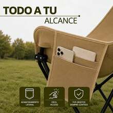 Silla Plegable Camping Reclinable 5 Posiciones, Ideal Playa, Picnic Extra-Cómoda Silla Portátil para Exterior e Interior Reposacabezas Acolchonado GRATIS Bolsa Transportadora|Ecomlab - Negro - Ver 4