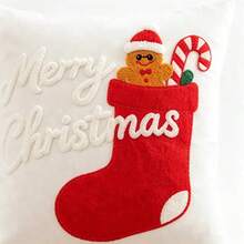 1pc Christmas Tree Embroidered Pillow Case, Christmas Style, Suitable For Living Room, Bedroom, All Seasons - Multicolor - View 5