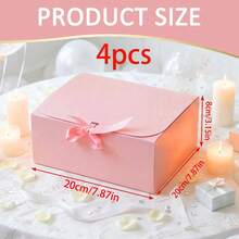 10pcs - Pink Gift Boxes With Lids And Ribbons, Suitable For Bridesmaid Invitation Boxes, Wedding Gift Boxes, Birthday Gift Boxes, Baby Shower Boxes, Valentine's Day Gifts, Etc. - Baby Pink - View 14