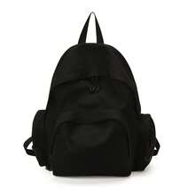 Simple Black Rucksack + Lightweight & Wear Resistant + College Weekend Travel + Smooth Fabric Basic Backpack - Multicolor - View 14
