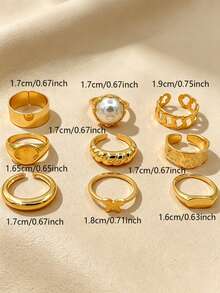 30pcs Snake & Heart Women's Ring Set, Elegant Luxury Multi-Piece Finger Rings For Party, Vacation, Daily Wear, Fashion Jewelry Gift, Random Style - Yellow Gold - View 3