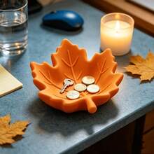 3D Printed Maple Leaf Decorative Tray, For Candle Holder, Jewelry, Keys, Coins, Beautiful Autumn Desktop Storage Decor, Creative Gift For Bedroom Entrance - Multicolor - View 6