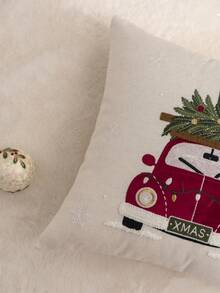 1pc Christmas Tree Embroidered Pillowcase, Christmas Gift Car Pillowcase, Suitable For Indoor Decoration, Christmas Decoration, All-Season Pillowcase, Without Insert - Multicolor - View 8