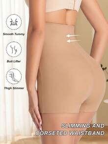 New Fashionable & Comfortable High Waist Shaping Seamless Slimming Underwear, Tummy Control Butt Lifting Shorts For Women - Bronze - View 2