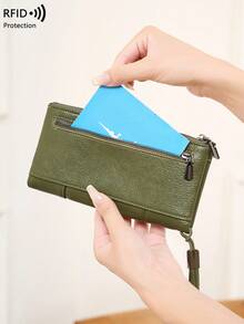 FOREVER MIYIN RFID Blocking Long Phone Wallet For Women, Bifold Purse With Snap Button, Wrist Strap, Multi Card Slots, Phone Pocket, For Daily Use - Multicolor - View 5