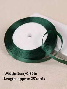 25 Yards (Approx. 23 Meters) 0.6-4cm Forest Green Satin Ribbon, Single-Sided Polyester Craft Ribbon, Suitable For Handmade Bouquets, Gift Wrapping, Bows, Weddings, New Year, DIY Crafts, Christmas Party Decoration - Forest Green - View 8
