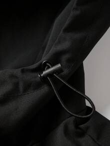 1pc Men's Pure Black Hooded Jacket, 3D Cut Body, Elastic Cuffs, Suitable For Urban Daily Wear, Great Gift - Black - View 6