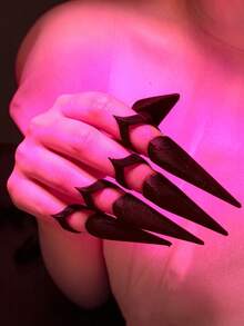 10pcs/5pcs Cosplay Cat Claw Nail Props Gothic Style Pointed Finger Claws Nail Covers Halloween Role Play - Multicolor - View 3