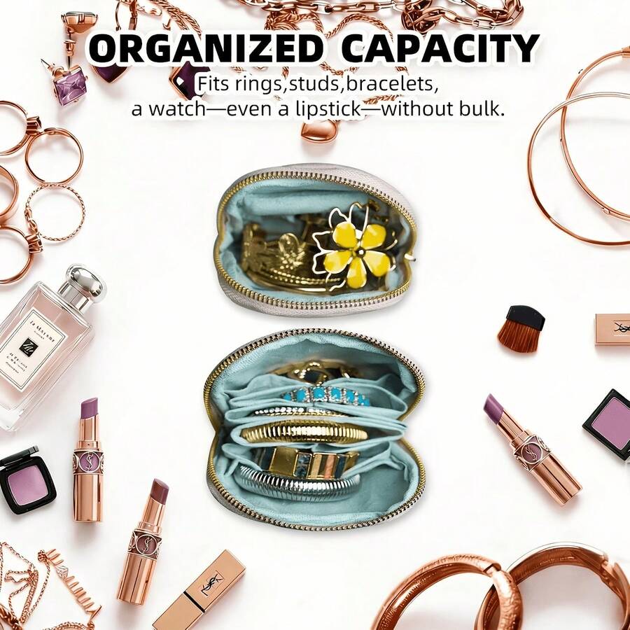 Portable Foldable Jewelry Storage Bag, Large Capacity Multi-Layer Compartment Earring Ring Necklace Bracelet Stud Brooch Organizer Pouch, Waterproof Wear-Resistant Soft Fabric Jewelry Case, Home Vanity Jewelry Organizer Box, Travel Portable Small Jewelry Storage Bag - Multicolor - View 1