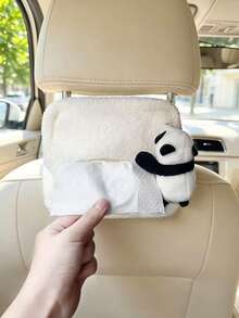 1PC Cute Panda Plush Tissue Box Holder, Lamb Wool Decorative Tissue Storage Box, Easy Disassembly And Assembly, Neat Storage, Car Accessory - Tissue Box - View 4