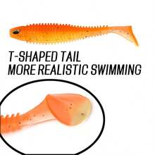 1PC New Fishing Equipment Simulation Eye Road Sub Thread T-Tail Submerged False Bait PVC Two-Color Soft Bait Fishing Accessories - Multicolor - View 4