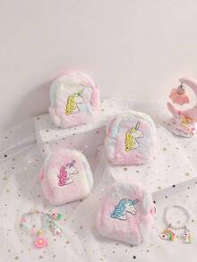 1 buah Dompet Koin Gantungan Kunci Bahan Plush Motif Unicorn untuk Anak Perempuan, Tas Koin Mini Plush Gaya Manis dan Lucu, Hadiah Liburan dan Perjalanan Sehari-hari - MultiWarna - View 2
