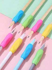 16pcs(Radom Color) Children's Silicone Pencil Grip, Comfortable Pencil Holder Assist Writing Tool, Corrects Grip Posture For Beginners, Recommended Christmas Gift, Holiday Gift, Teaching Tool, Learning, Back To School - A - View 3