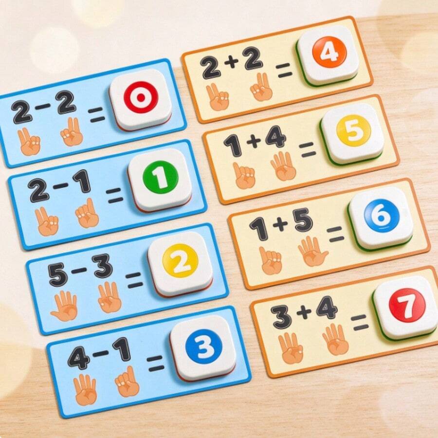 1PC-Math Manipulatives For Kids, Hand Counting Toy With Number Blocks, Montessori Educational Learning Toy For Preschool, Portable Storage Box For Addition Subtraction Skills 3+ Years