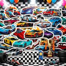 50pcs/Set Stiker Mobil Balap Keren, Stiker Mobil Sport Warna-warni untuk Laptop, Skateboard, Botol Minum, Dekorasi DIY 200pcs/Set - MultiWarna - View 4