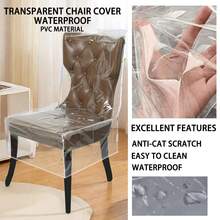 1pc Plastic Dining Chair Cover With Backrest PVC Transparent Chair Cover Waterproof Kitchen Protective Chair Cover, Party Dust Dirt Spill-Proof - Transparent - View 6