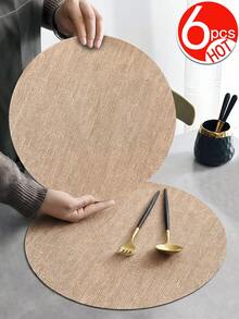 Tkvega • Home 1-12pcs Round Jute Placemats, Coasters, Heat-Resistant Table Mats, Suitable For Kitchen And Dining Room, Wedding Tablecloth, Home Decor, Wedding Decorations, Room Decor, Suitable For Wedding Party, Birthday Party, Family Gathering - Multicolor - View 8